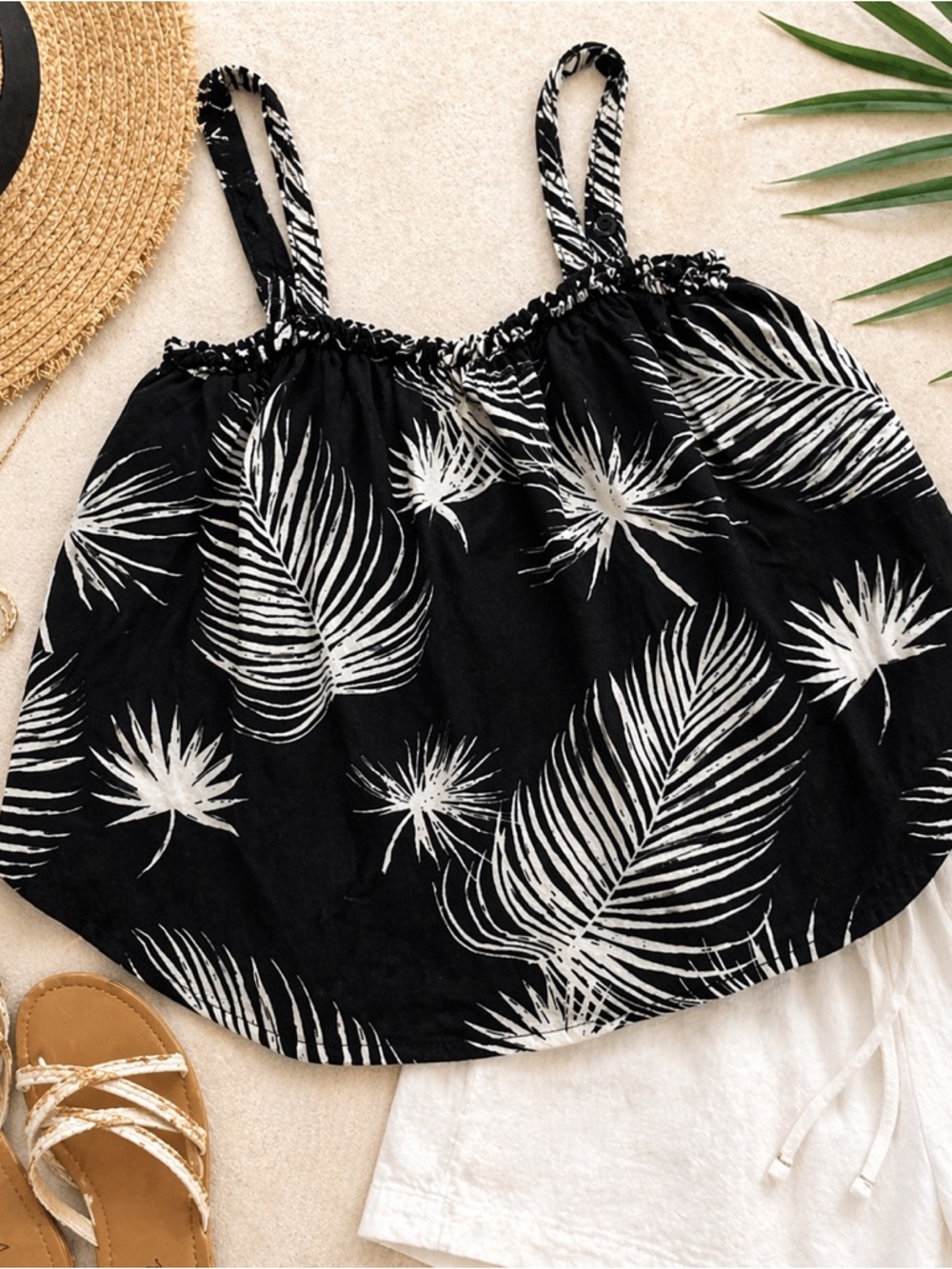 Hurley Palm Print Tank Top Flowy Beachy Resort Cami Small